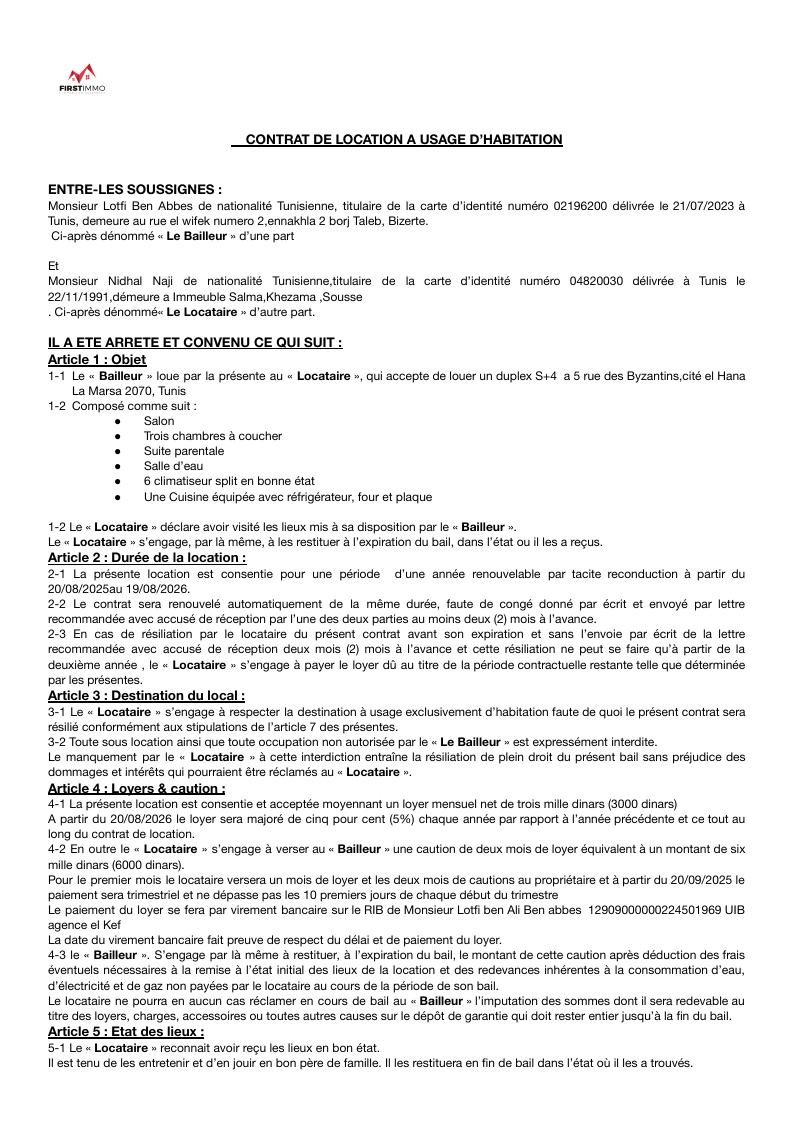 Acceuil 16 Contrat type FirstImmob